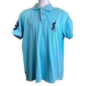 CHUNK Men’s Blue Bike Polo Shirt Sz XL British UK Cotton Lightweight‎ Activewear